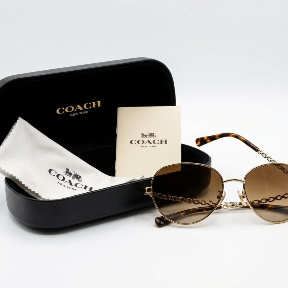 COACH Sunglasses – Light Gold Frame / Brown Gradient Lenses - Picture 5 of 6
